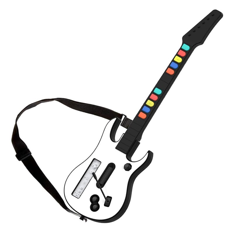 DOYO Wireless Wii Guitar Hero Controller for Nintendo Wii, Compatible with Guitar Hero and Rock Band 2 Games with Adjustable Strap, White (10 key) - Image 1